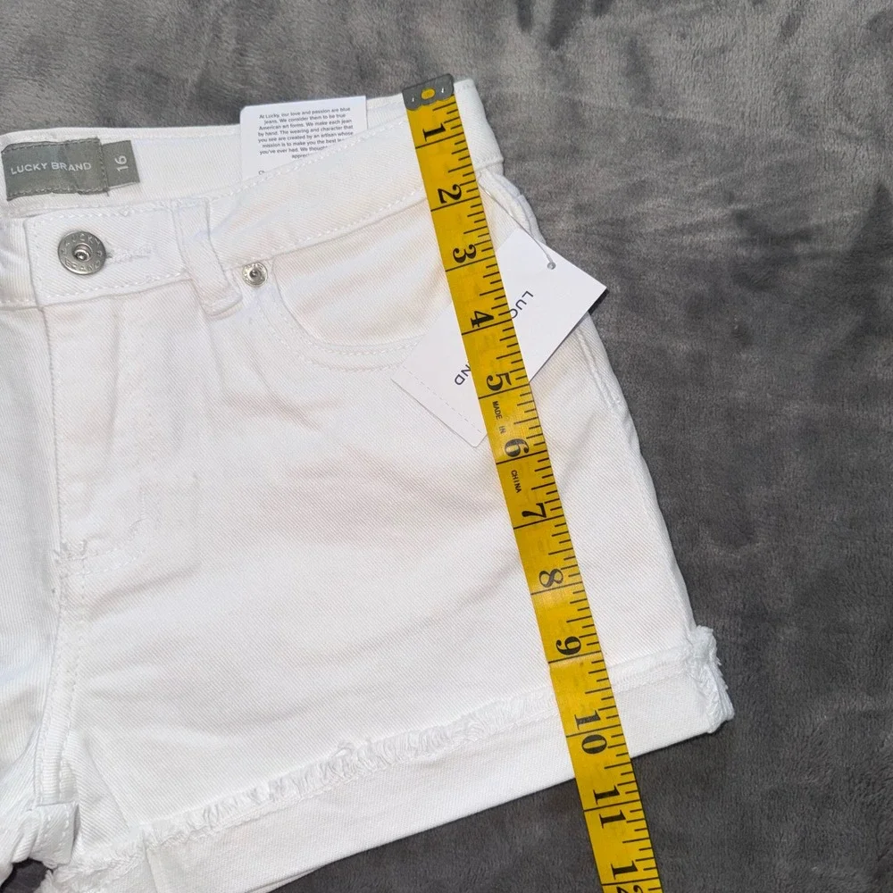 Lucky Brand‎ Riley Short Kids Girls 16 White Denim Slim Fit Stretch Frayed Hem